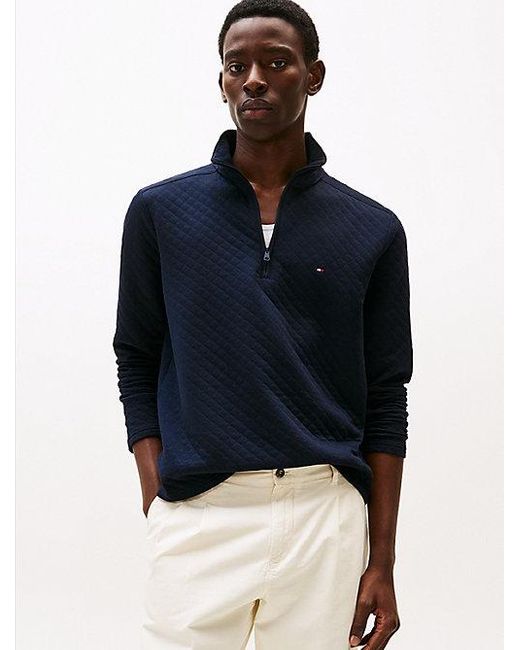 Tommy Hilfiger Performance Regular Sweatshirt Met 1/4-Rits in het Blue voor heren