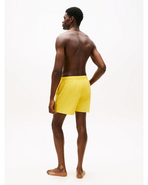 Tommy Hilfiger Yellow Logo Embroidery Mid Length Swim Shorts for men