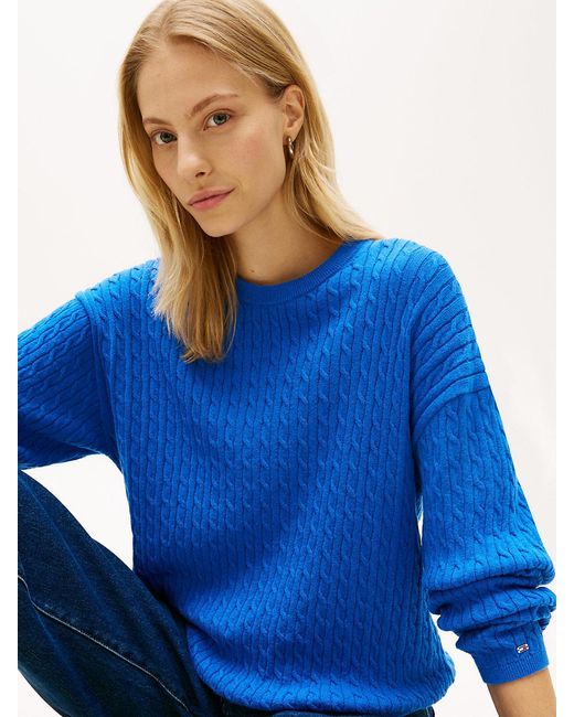 Tommy Hilfiger Blue Cable Knit Relaxed Jumper