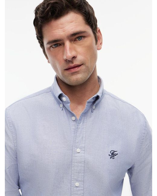 Tommy Hilfiger Blue Heritage Regular Fit Logo Embroidery Oxford Shirt for men