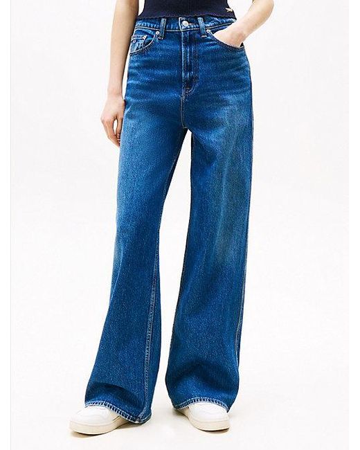 Tommy Hilfiger Claire High Rise Jeans Met Wijde Fit En Fading in het Blue