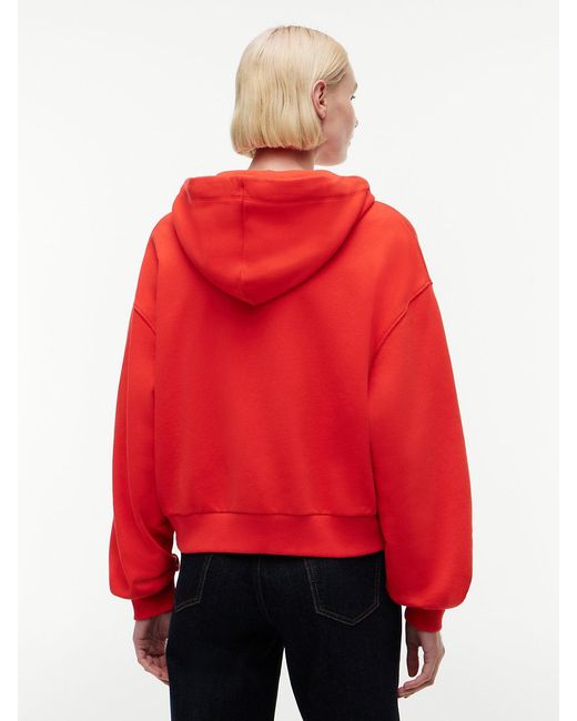 Tommy Hilfiger Red Logo Embroidery Zip-Thru Hoody