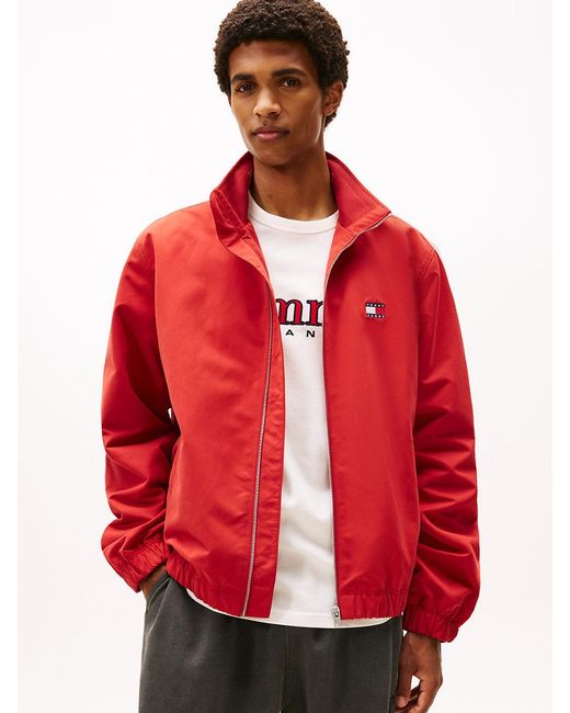 Tommy Hilfiger Red Collar Logo Water Repellent Zip-Thru Jacket for men