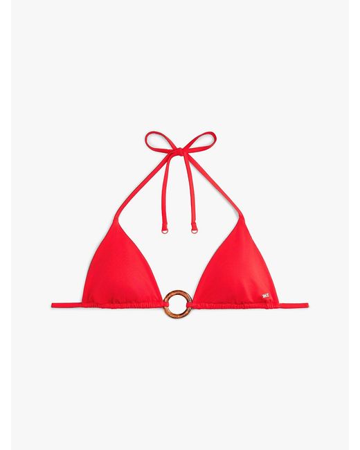 Tommy Hilfiger Red Tortoiseshell Ring Slim Triangle Bikini Top