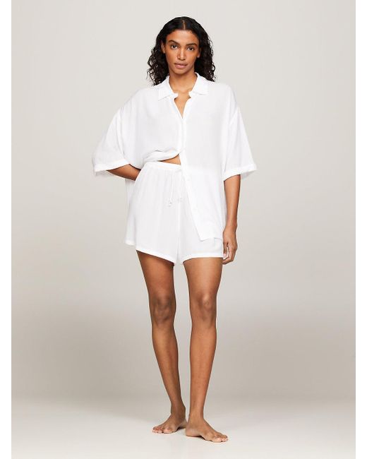 Tommy Hilfiger White Th Essential Cover Up Beach Shorts