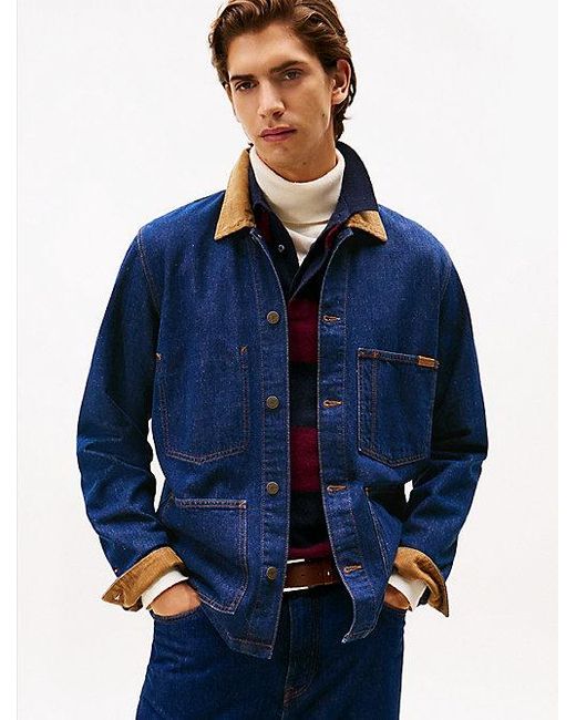 Tommy Hilfiger Chore-Jacke Aus Denim Mit Cord-Kragen in Blue für Herren