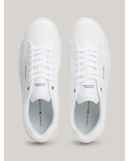 Tommy Hilfiger White Contrast Heel Cupsole Court Trainers for men