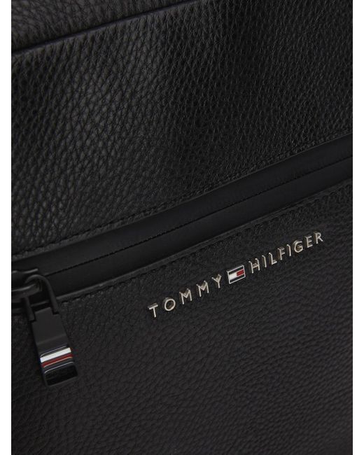Tommy Hilfiger Black Metal Logo Reporter Bag for men