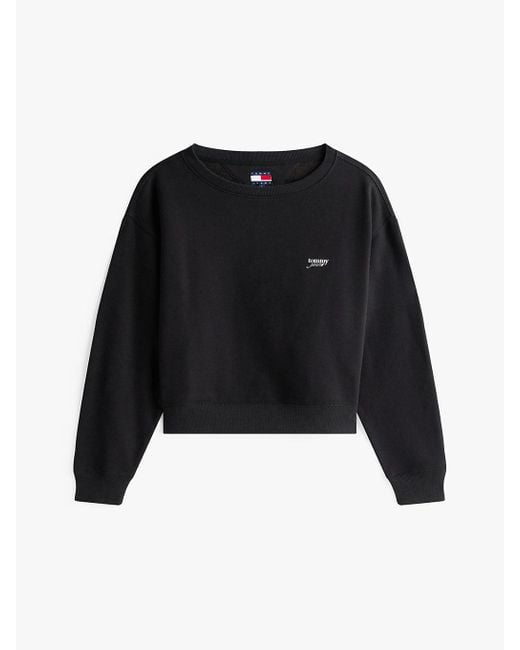 Felpa Relaxed Fit Con Logo Metallizzato di Tommy Hilfiger in Black