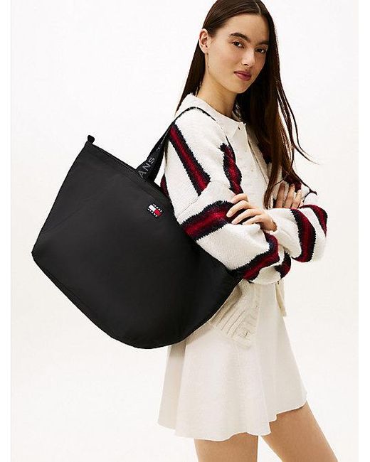 Tommy Hilfiger Black Essential Tote-Bag Mit Logomuster
