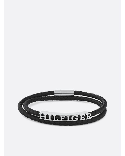 Tommy Hilfiger White Brown Woven Leather Bracelet for men