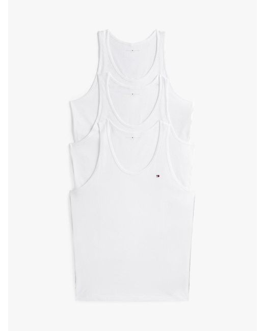 Tommy Hilfiger White 3-pack Signature Round Neck Tank Tops for men