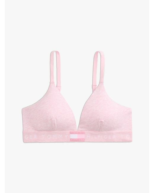 Tommy Hilfiger Pink Heritage Logo Removable Padding Triangle Bra