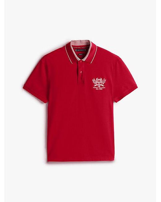 Tommy Hilfiger Regular Fit Poloshirt Met Geborduurd Embleem in het Red voor heren