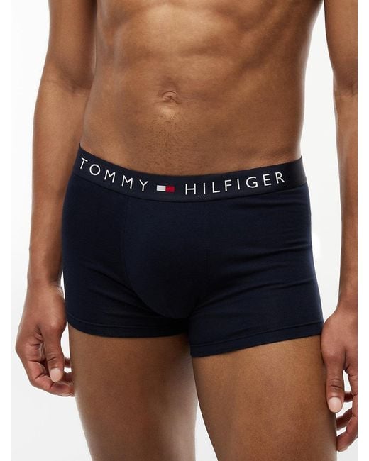 Tommy Hilfiger Blue 3-Pack Th Original Logo Waistband Trunks for men