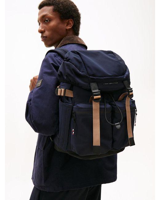 Sac À Dos De Voyage En Tissu À Rabat Et Logo Tommy Hilfiger pour homme en coloris Blue