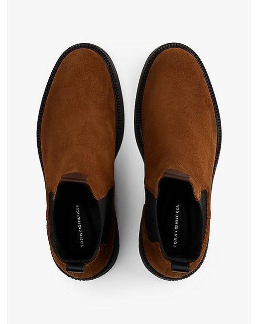 Tommy Hilfiger Lichtgewicht Suède Chelsea Boots in het Brown voor heren