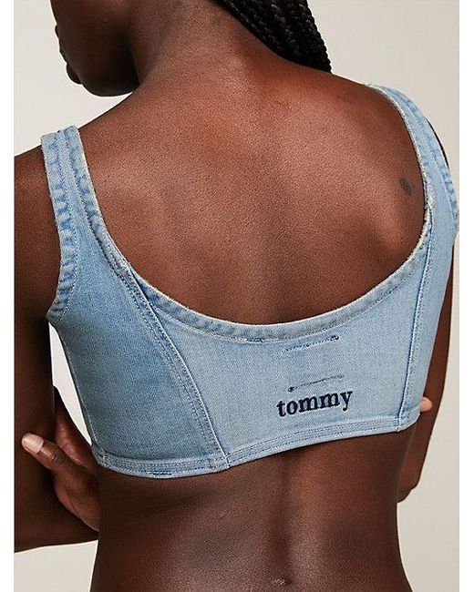 Tommy Hilfiger White Cropped Fit Jeans-Bralette mit Reißverschluss