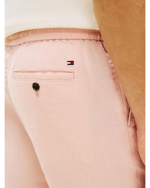 Tommy Hilfiger White Harlem Tapered Leg Linen Blend Chinos for men