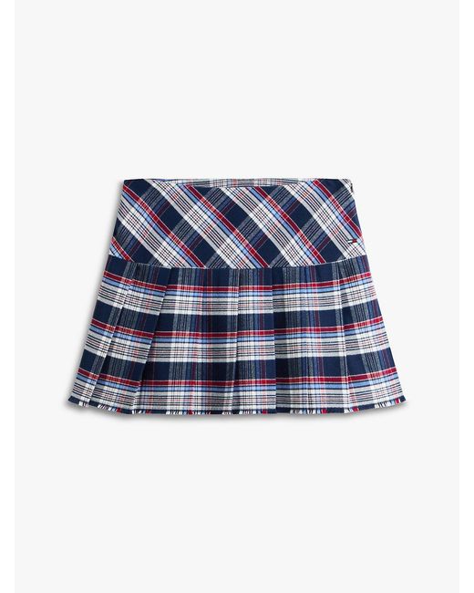 Tommy Hilfiger Blue Tartan Check Pleated Mini Skirt