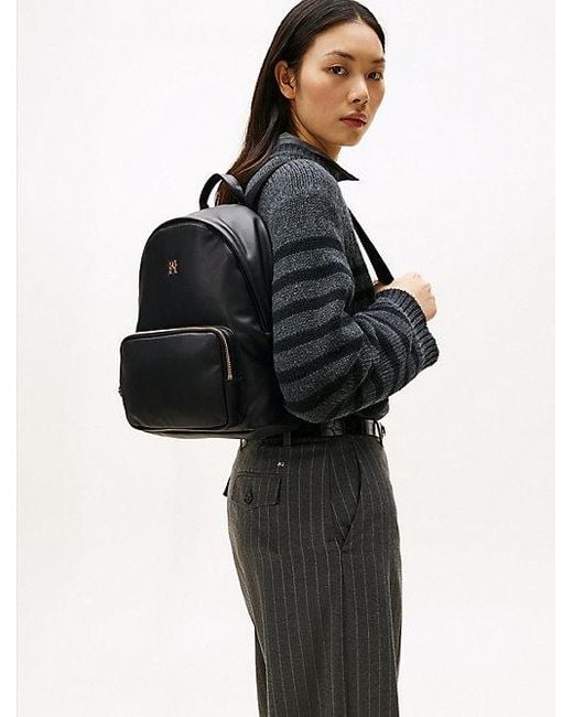 Tommy Hilfiger Black Kuppelförmiger Rucksack Mit Th-Monogramm