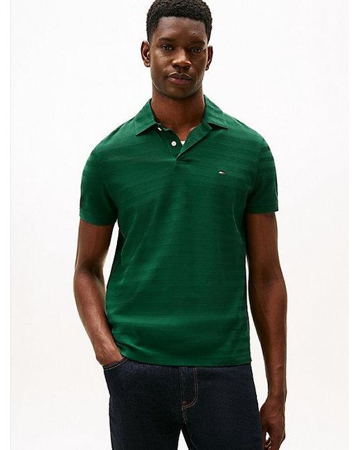 Tommy Hilfiger Regular Poloshirt Van Visgraat-Jacquard in het Green voor heren