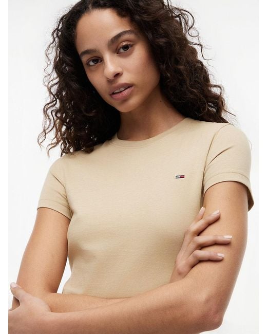 Tommy Hilfiger Blue Flag Embroidery Slim Crew Neck T-Shirt