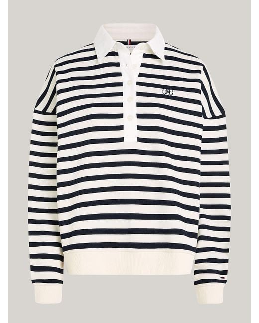 Tommy Hilfiger Blue Relaxed Breton Stripe Rugby Polo