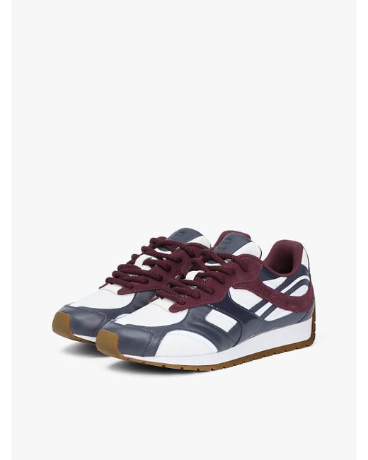 Tommy Hilfiger Blue Th Monogram Leather Mixed Texture Trainers