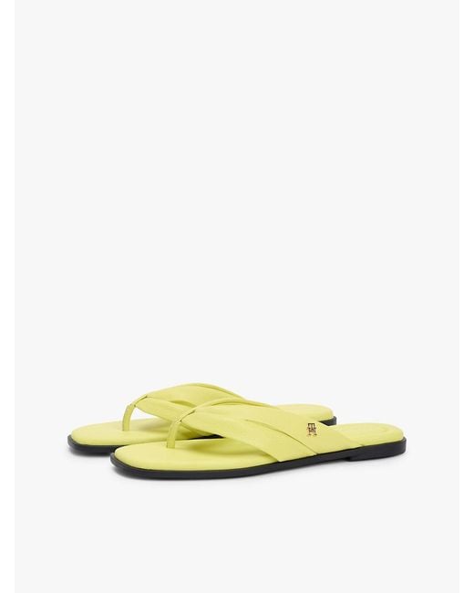 Tommy Hilfiger Yellow Leather Toe Post Flat Sandals
