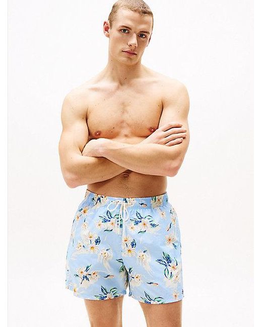 Tommy Hilfiger Medium Lange Zwemshort Met Print in het Blue voor heren