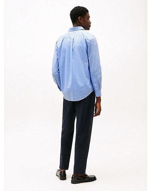 Tommy Hilfiger Regular Fit Poplin Overhemd Met Ginghamruit in het Blue voor heren