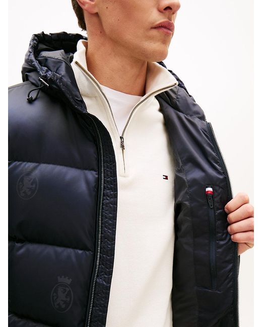 Tommy Hilfiger Blue Th Crest Print Down Puffer Jacket for men