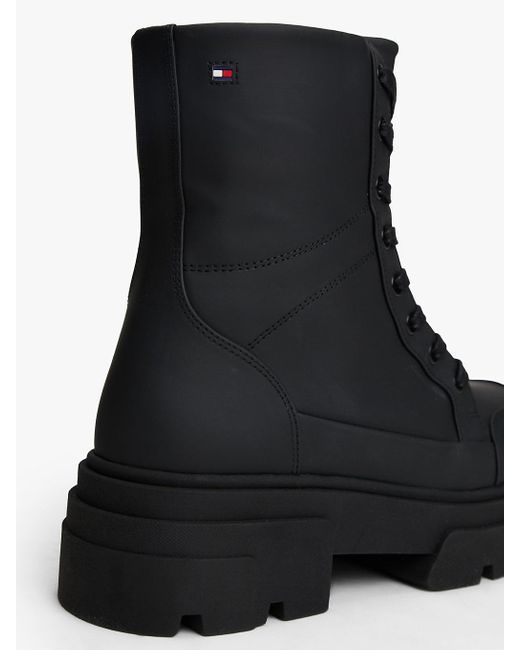 Bottes Mi-Mollet Déperlantes À Lacets Tommy Hilfiger en coloris Black