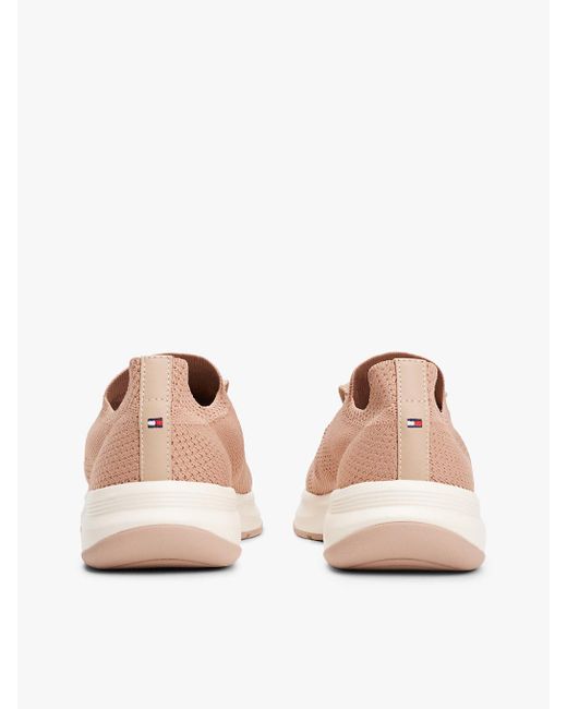 Tommy Hilfiger Pink Flag Embroidery Knit Trainers
