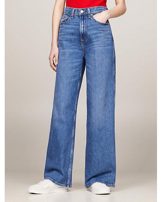 Tommy Hilfiger Claire Faded High Rise Jeans Met Wijde Fit in het Blue