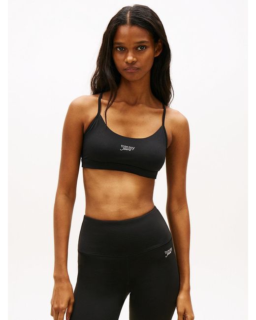 Tommy Hilfiger Black Athleisure Metal Logo Bralette Top