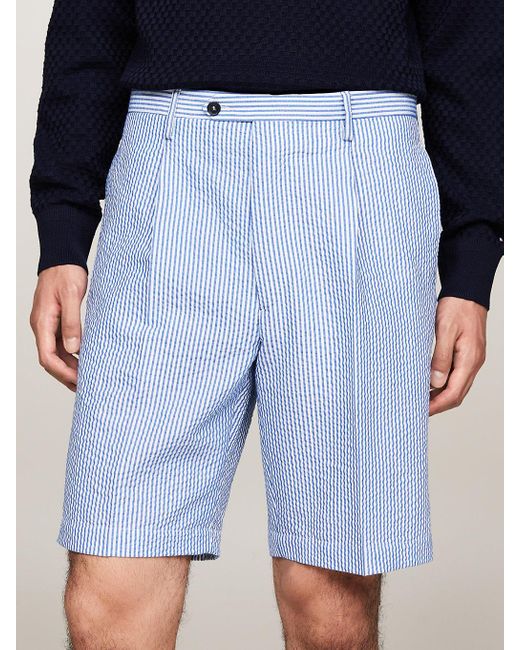 Tommy Hilfiger Blue Ithaca Stripe Pressed Crease Shorts for men