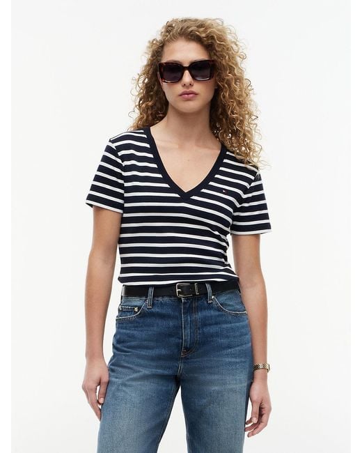 Tommy Hilfiger Blue Slim V-neck T-shirt