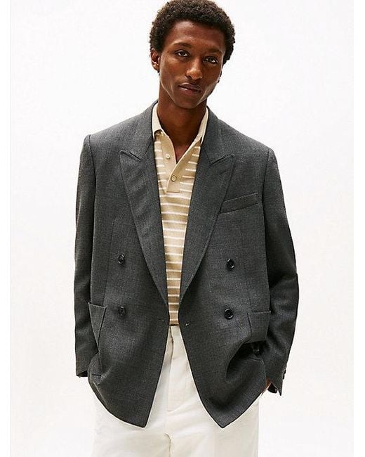 Tommy Hilfiger Double-Breasted Blazer Van Wolmix in het Gray voor heren