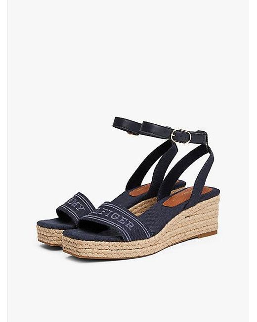 Tommy Hilfiger Hilfiger Monotype Espadrille Met Sleehak in het Blue