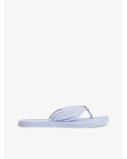 Tommy Hilfiger White Th Monogram Plaque Flip-Flops