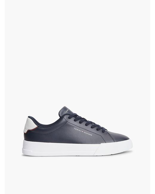 Tommy Hilfiger Blue Logo Court Trainers With Leather for men