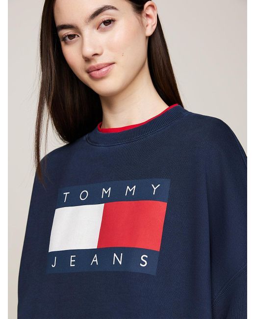 Tommy Hilfiger Blue Flag Oversized Fit Sweatshirt
