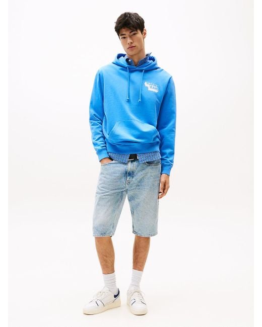Felpa Con Cappuccio E Logo Stack Sul Retro di Tommy Hilfiger in Blue da Uomo