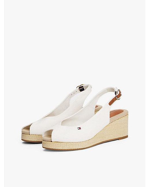 Tommy Hilfiger Natural Slingback-Espadrille Aus Canvas Mit Keilabsatz