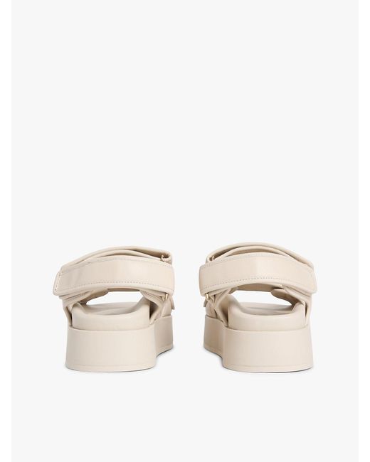 Tommy Hilfiger Natural Leather Th Monogram Platform Sandals