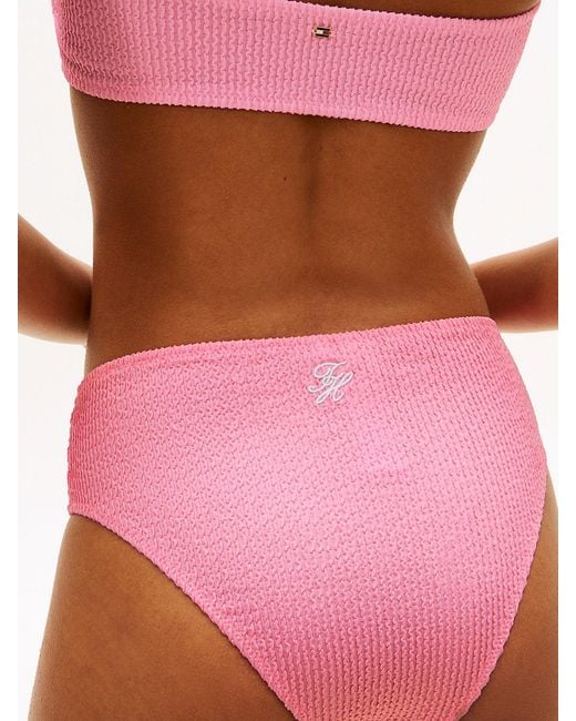 Tommy Hilfiger Red Crinkle High Rise Cheeky Bikini Bottoms