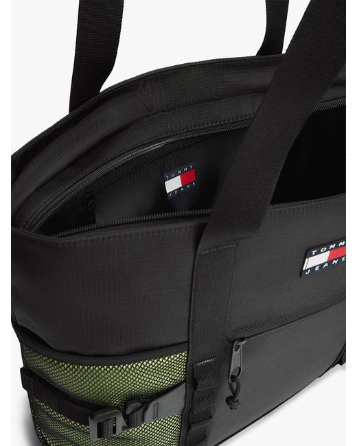 Tommy Hilfiger Black Logo Ripstop Outdoor Tote Bag for men