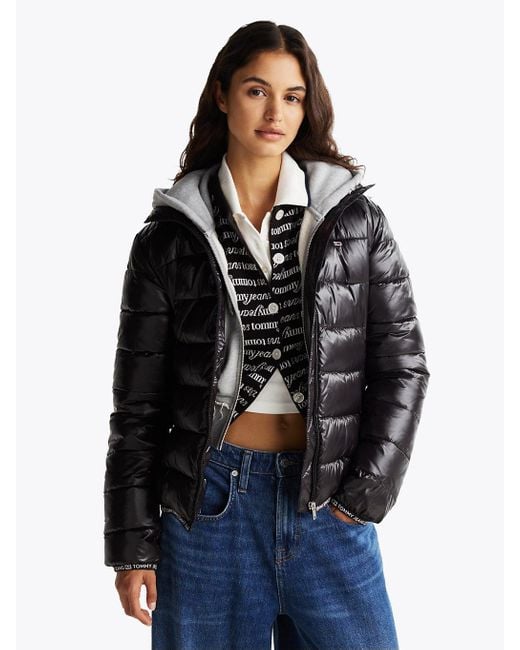 Tommy Hilfiger Blue High-shine Puffer Jacket